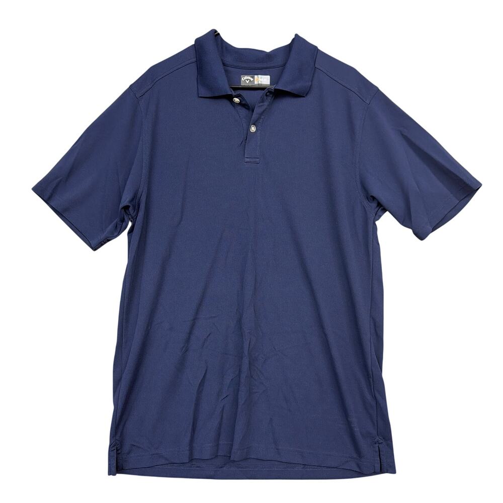 Callaway Mens Polo Navy Blue Opti-Dry Moisture Wicking 2-Button Golf XL